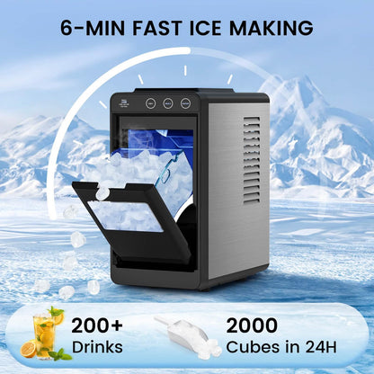 Portable Countertop Ice Maker – 8 Cubes/6 Min, Self-Cleaning DailySale