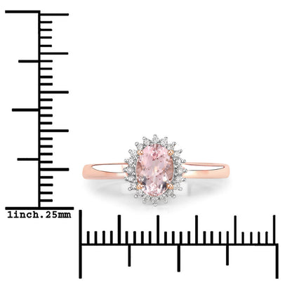 0.81 Carat Genuine Morganite and White Diamond 14K Rose Gold Ring Bids.com