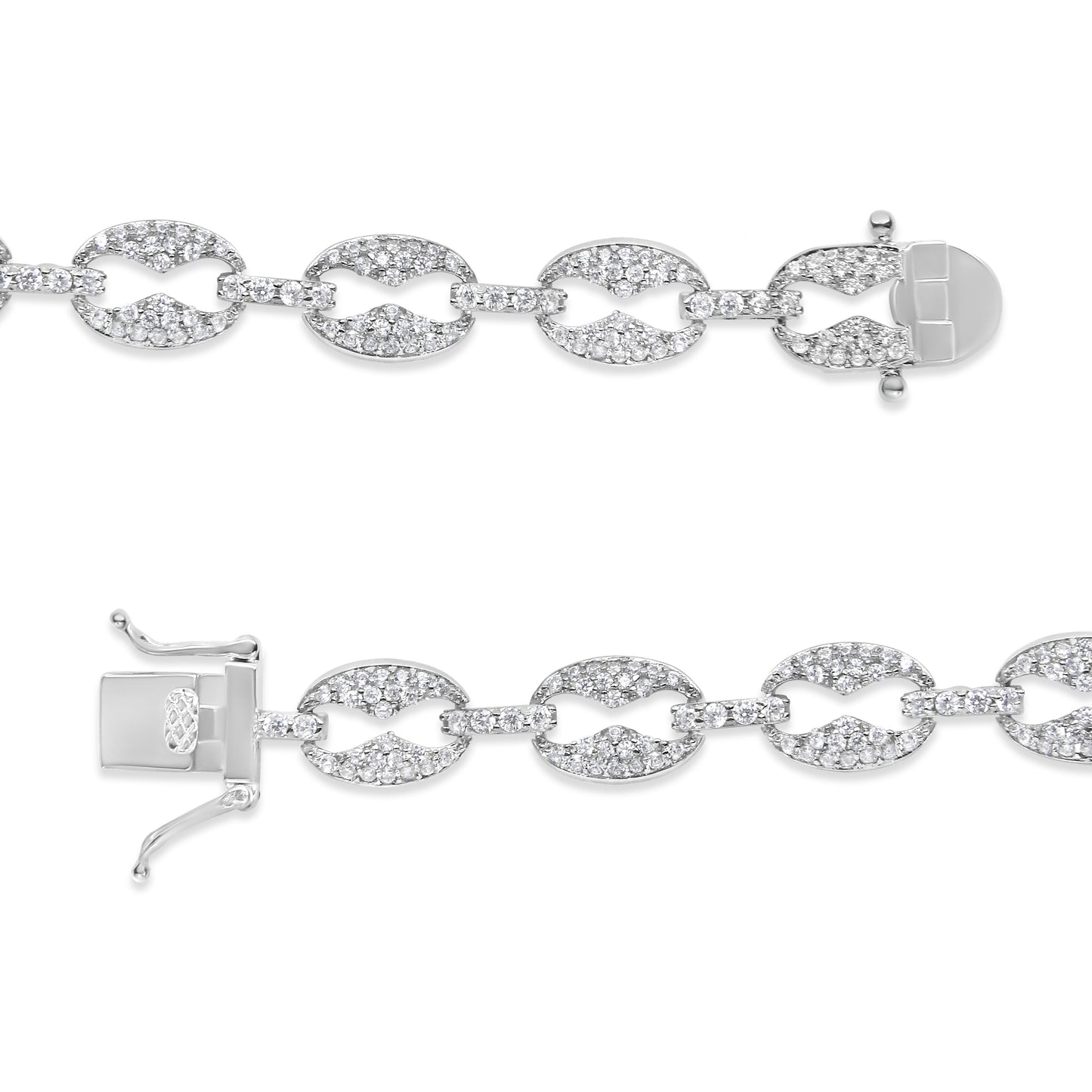 14K White Gold 1 1/2 Cttw Round Diamond Set Link Bracelet (I-J Color, I1-I2 Clarity) - 7" Bids.com