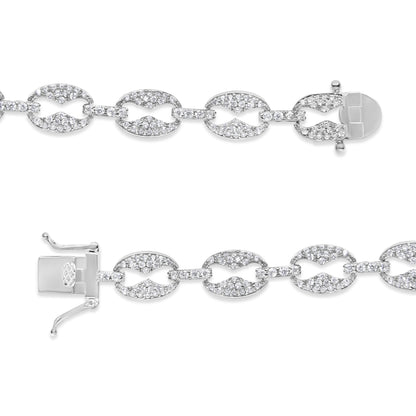 14K White Gold 1 1/2 Cttw Round Diamond Set Link Bracelet (I-J Color, I1-I2 Clarity) - 7" Bids.com