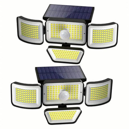 278LEDs 3000LM Motion Sensor 6500K Solar Powered, 4 Heads Security Flood, 300° Wide Angle Wall With 3 Modes DailySale