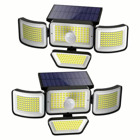 278LEDs 3000LM Motion Sensor 6500K Solar Powered, 4 Heads Security Flood, 300° Wide Angle Wall With 3 Modes DailySale