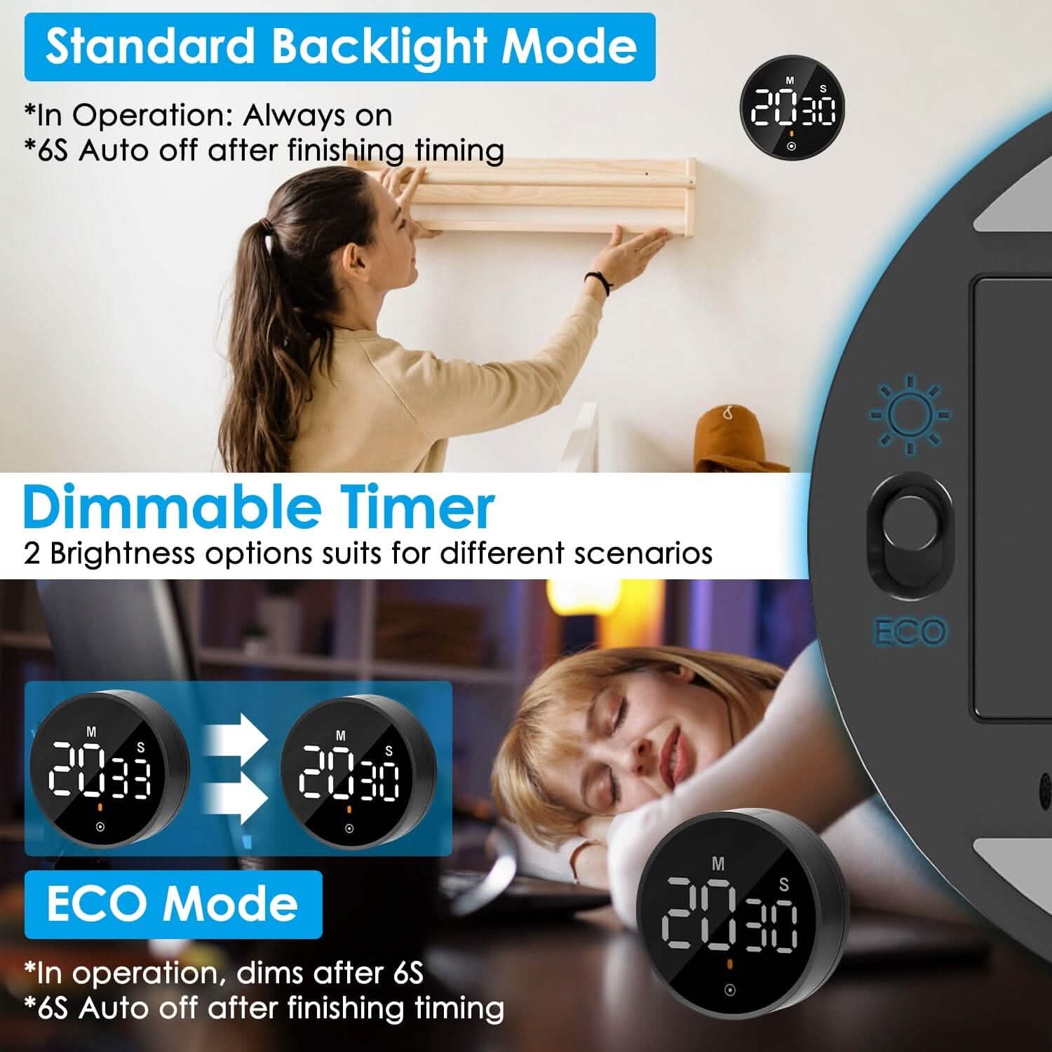 2.79" LED Digital Electronic Countdown Timer Dimmable Mutable Magnetic Clock DailySale