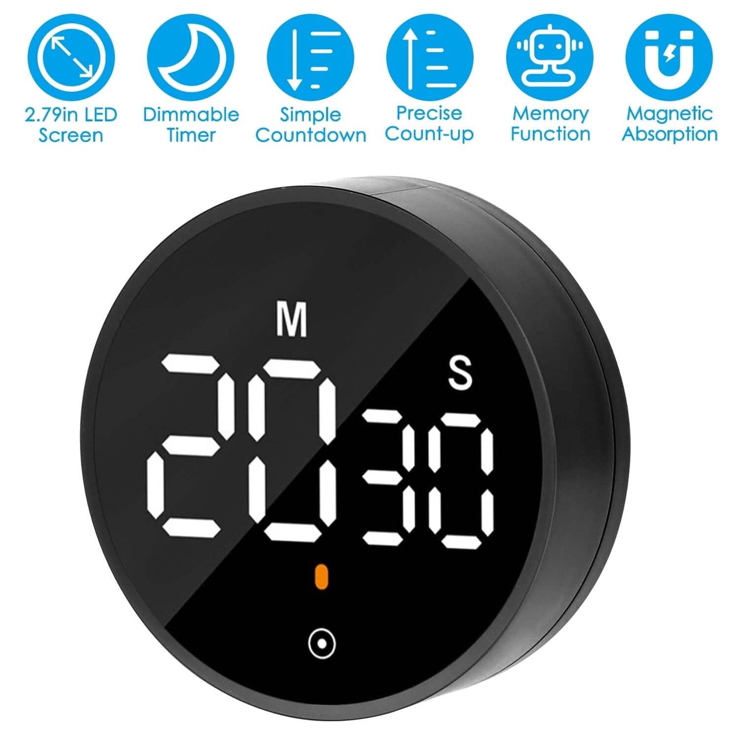 2.79" LED Digital Electronic Countdown Timer Dimmable Mutable Magnetic Clock DailySale