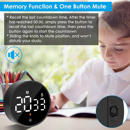 2.79" LED Digital Electronic Countdown Timer Dimmable Mutable Magnetic Clock DailySale