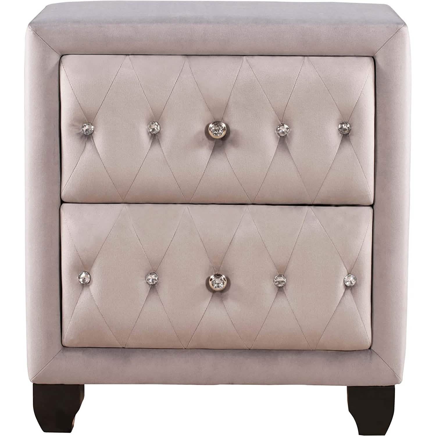 27.9" Tall Bedside Table Blue Upholstered Velvet 2-Drawer Nightstand DailySale