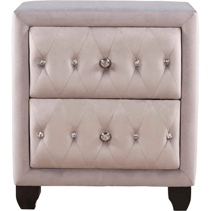 27.9" Tall Bedside Table Blue Upholstered Velvet 2-Drawer Nightstand DailySale