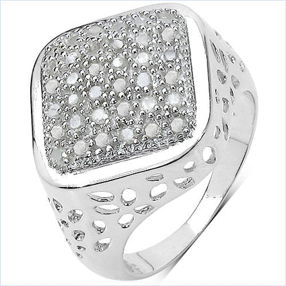 0.54 Carat Genuine White Diamond .925 Sterling Silver Ring Bids.com