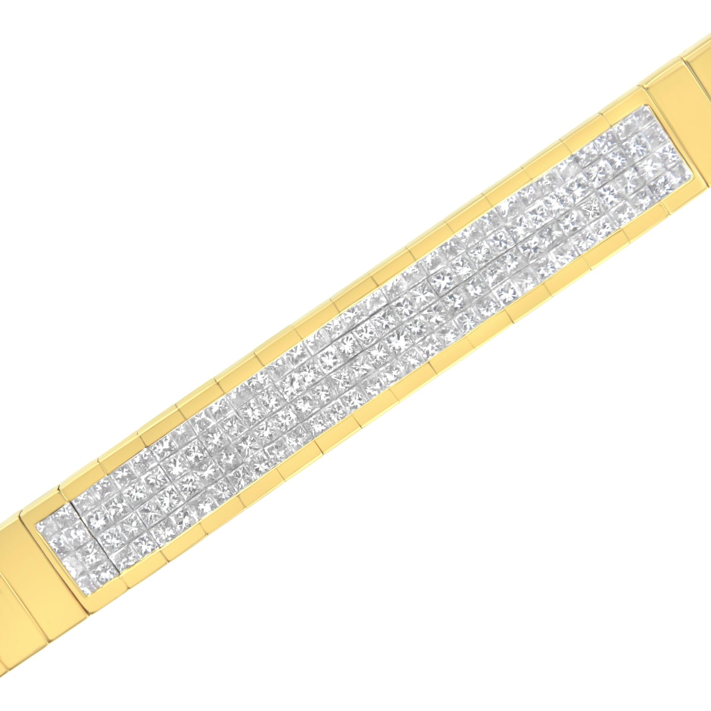 14K Yellow Gold 3 5/8 cttw Invisible Set Princess-Cut Diamond ID Tennis Bracelet (I-J Color, SI1-SI2 Clarity) - Size 7" Bids.com
