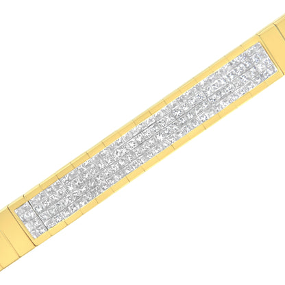 14K Yellow Gold 3 5/8 cttw Invisible Set Princess-Cut Diamond ID Tennis Bracelet (I-J Color, SI1-SI2 Clarity) - Size 7" Bids.com