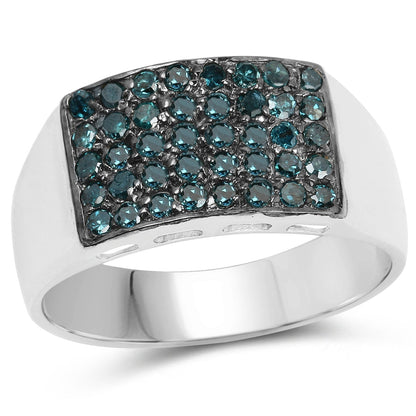 0.48 Carat Genuine Blue Diamond .925 Sterling Silver Ring Bids.com