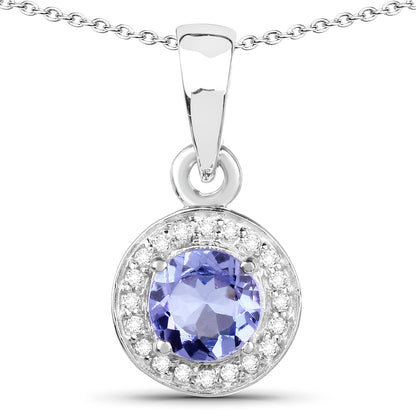 1.05 Carat Genuine Tanzanite and White Topaz .925 Sterling Silver Pendant Bids.com