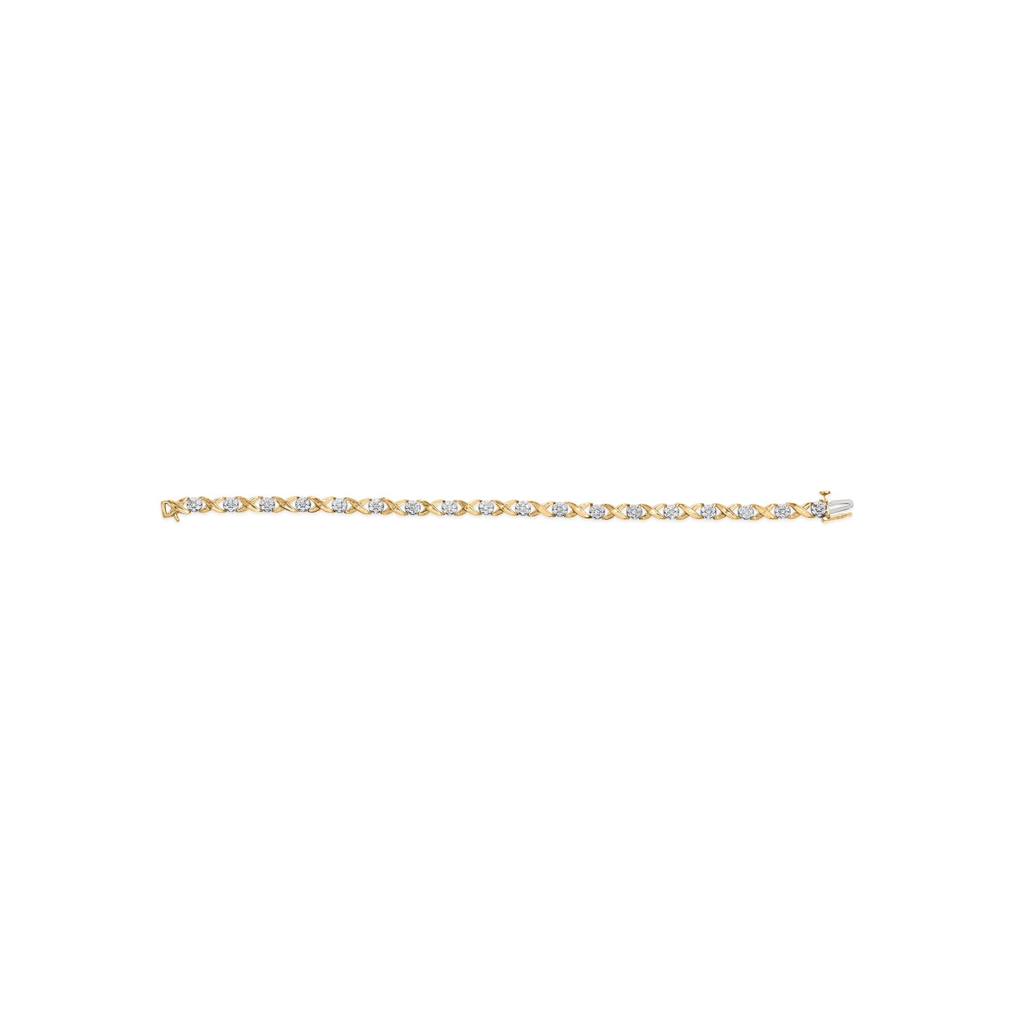 10K White Gold 1.00 Cttw Diamond Floral Cluster and X-Link 7.25" Bracelet (I-J Color, I1-I2 Clarity) Bids.com