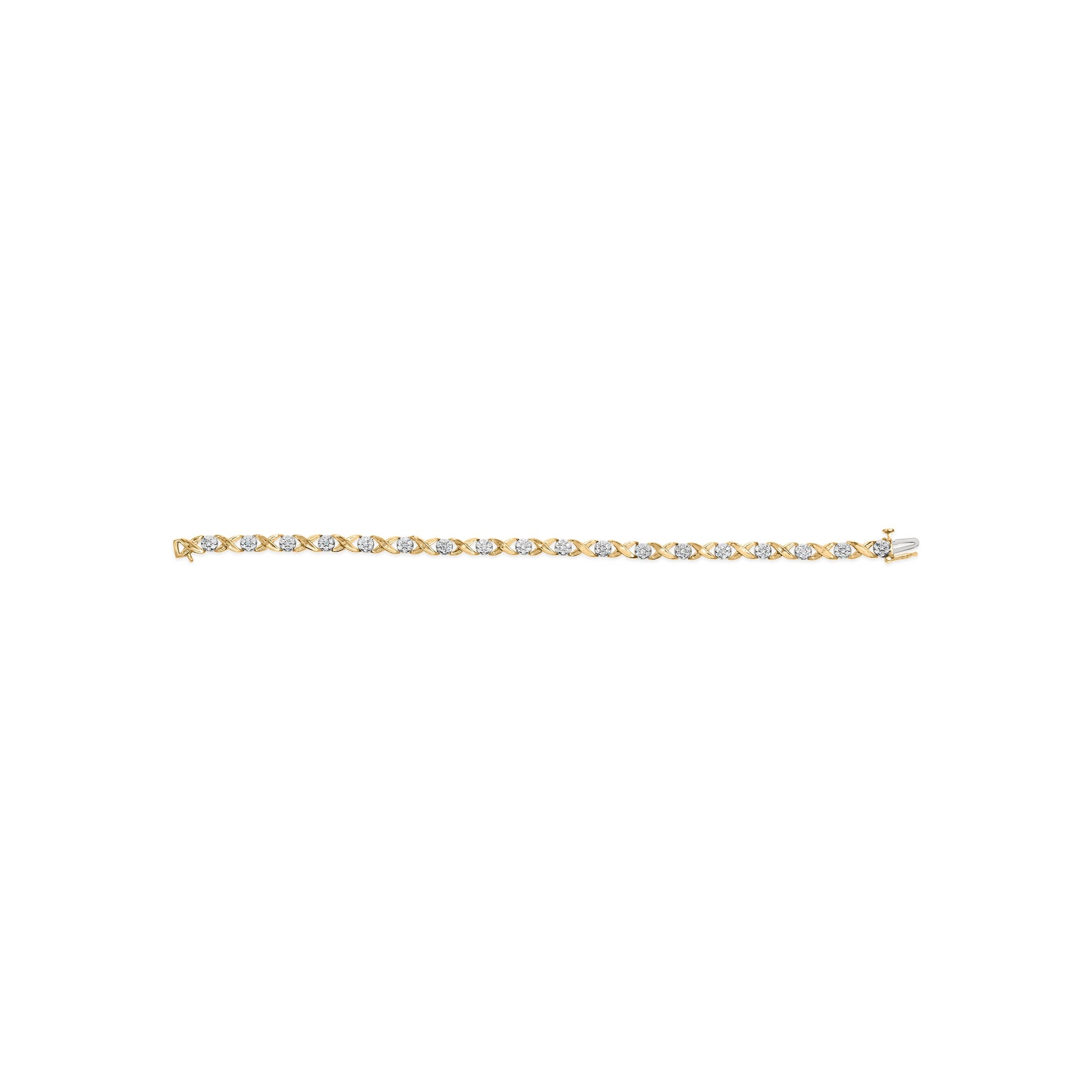 10K White Gold 1.00 Cttw Diamond Floral Cluster and X-Link 7.25" Bracelet (I-J Color, I1-I2 Clarity) Bids.com