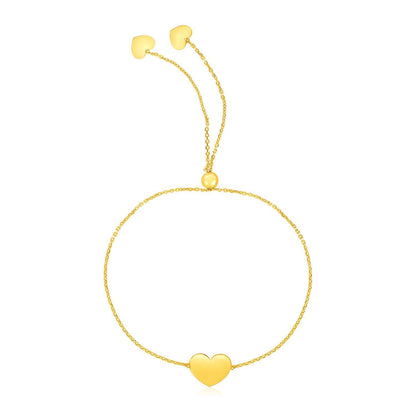14k Yellow Gold Adjustable Heart Bracelet Bids.com
