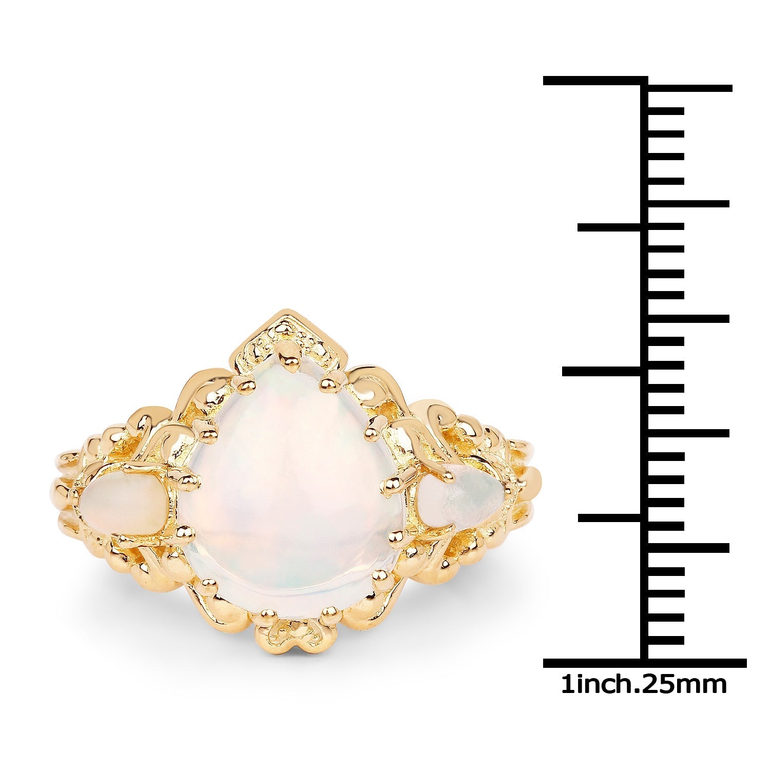 14K Yellow Gold Plated 3.26 Carat Genuine Ethiopian Opal .925 Sterling Silver Ring Bids.com
