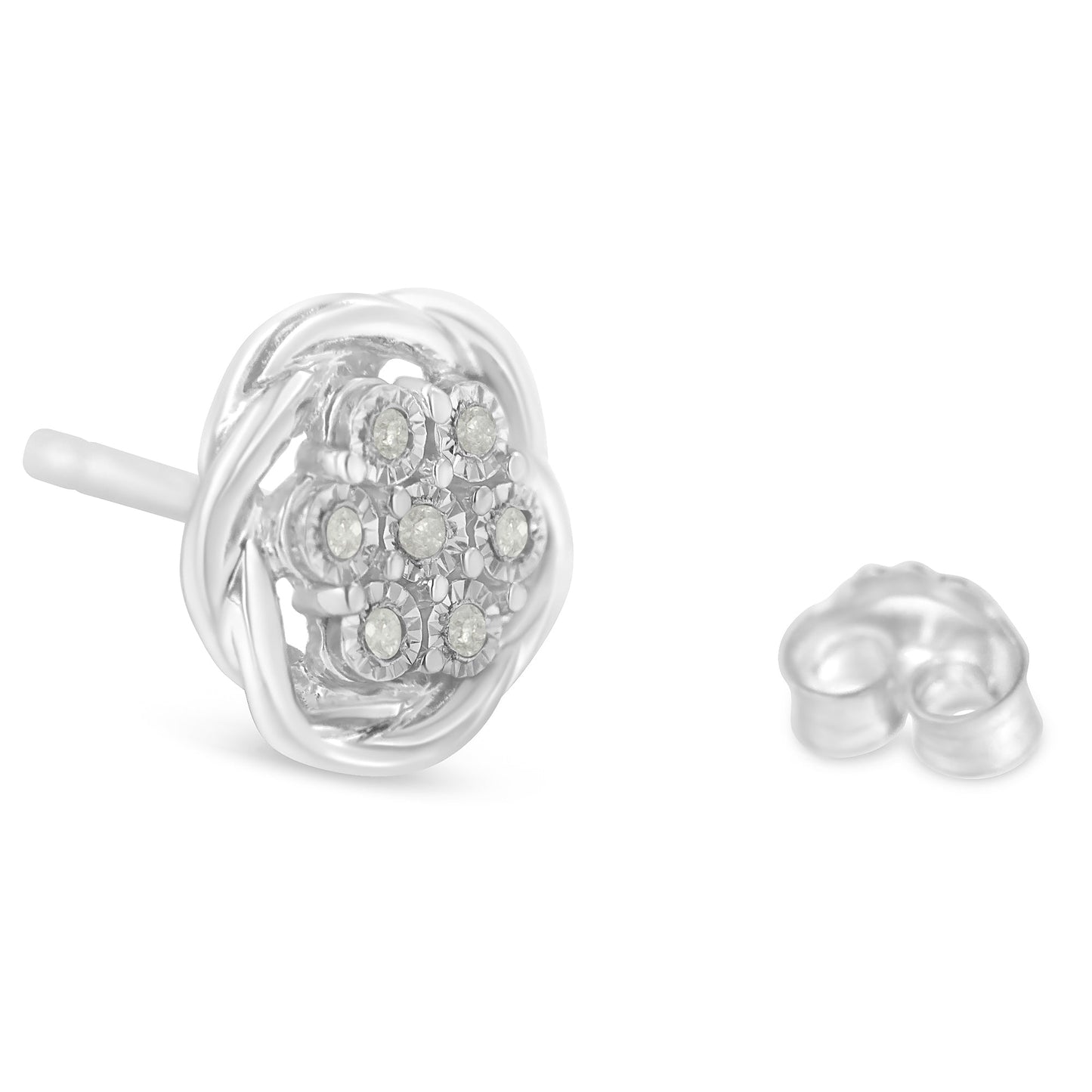 Sterling Silver Diamond Swirl Cluster Stud Earrings (1/6 cttw, I-J Color, I2-I3 Clarity) Bids.com