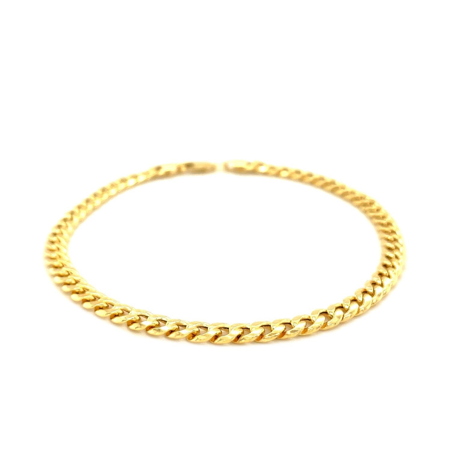 4.5mm 14k Yellow Gold Miami Cuban Semi Solid Bracelet Bids.com
