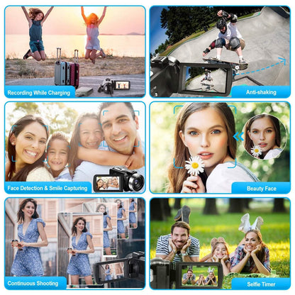 2.7K Camcorder 42MP 18x Zoom Digital Video Camera with 270° Rotating IPS Screen DailySale