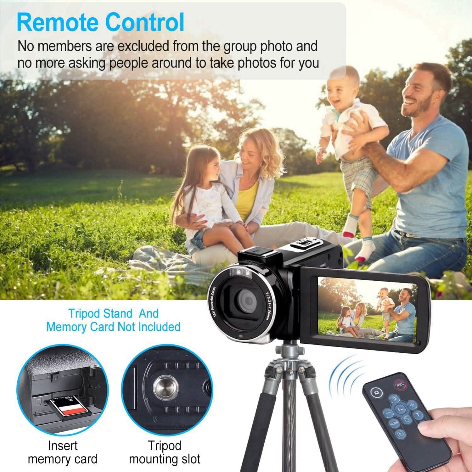 2.7K Camcorder 42MP 18x Zoom Digital Video Camera with 270° Rotating IPS Screen DailySale