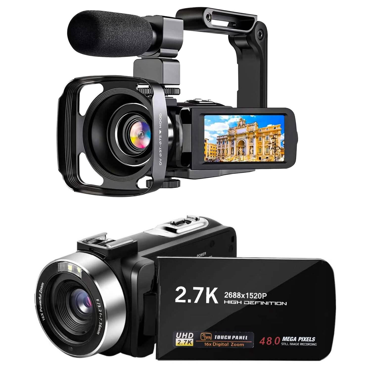 2.7K Camcorder 42MP 18x Zoom Digital Video Camera with 270° Rotating IPS Screen DailySale