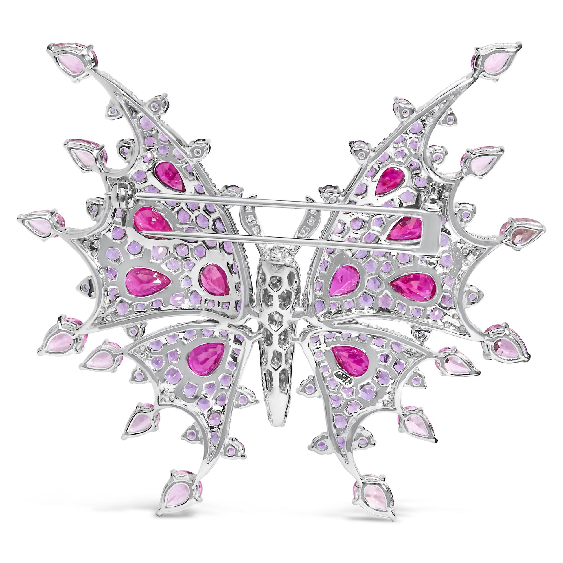 18K White Gold 1.00 Cttw Diamond, Ruby  Sapphire, and Amethyst Mixed Gemstone Butterfly Brooch Pin (G-H Color, VS1-VS2 Clarity) Bids.com