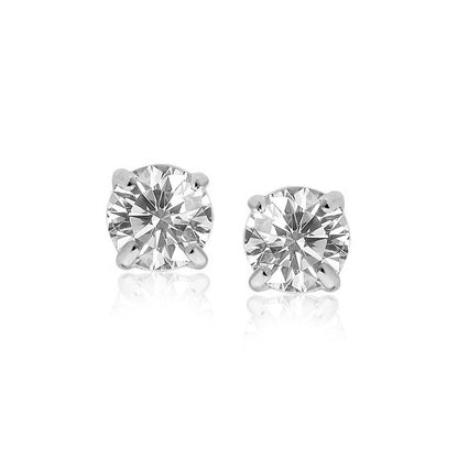 14k White Gold 8.0mm Round CZ Stud Earrings Bids.com