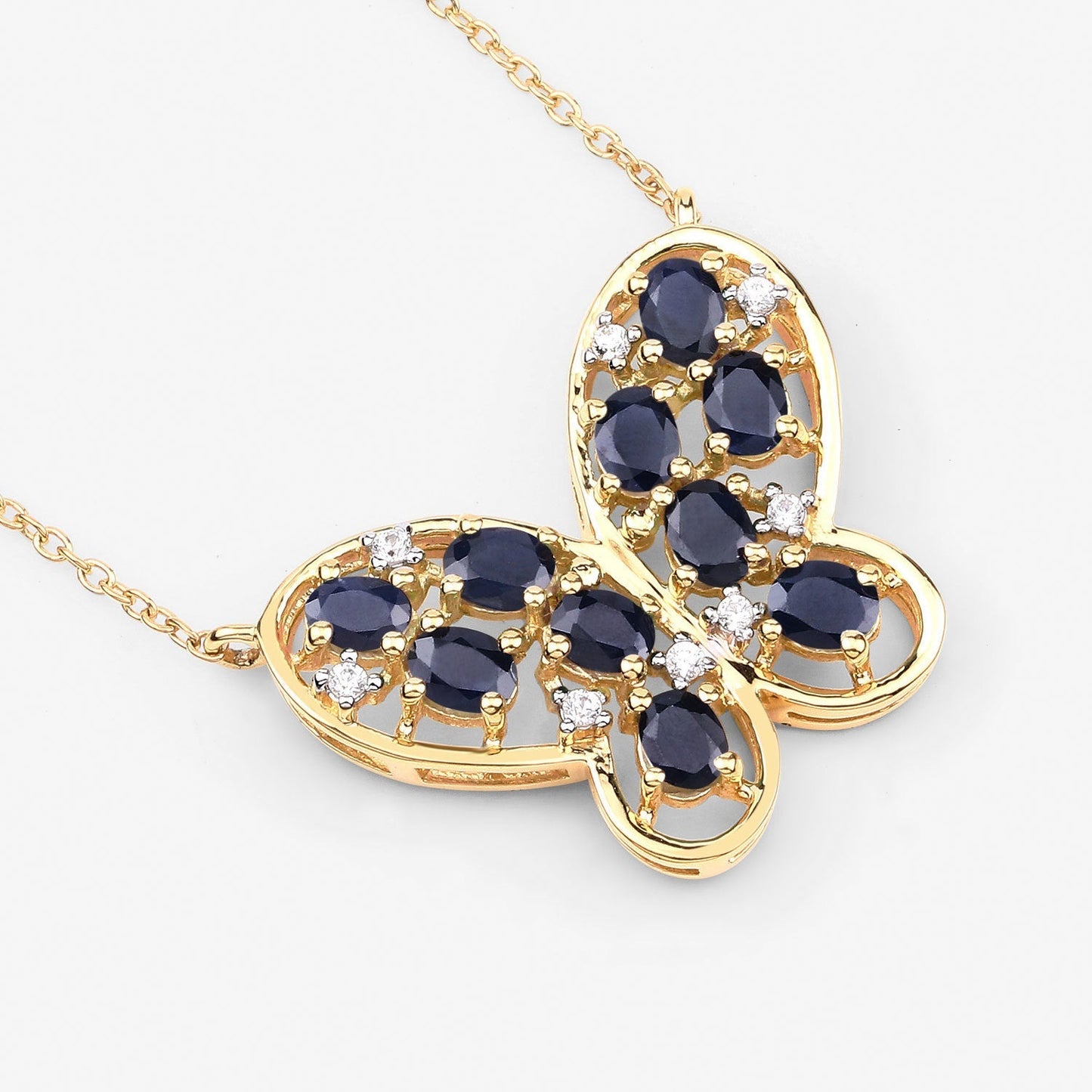 2.16 Carat Genuine Blue Sapphire and White Zircon .925 Sterling Silver Necklace Bids.com