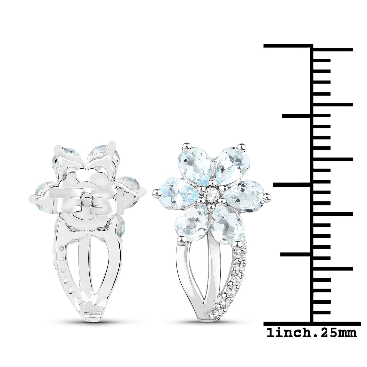 1.54 Carat Genuine Aquamarine and White Topaz .925 Sterling Silver Earrings Bids.com