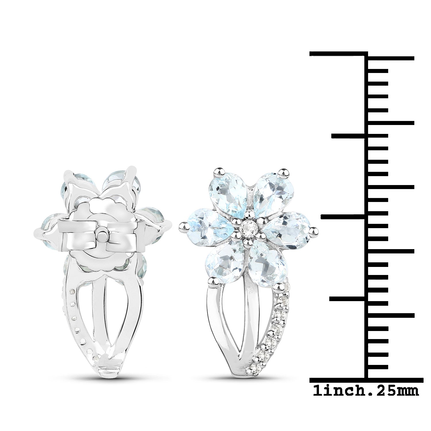 1.54 Carat Genuine Aquamarine and White Topaz .925 Sterling Silver Earrings Bids.com