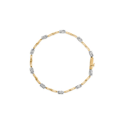 10K White and Yellow Gold 1.00 Cttw Diamond Oval Shaped Cluster Link  Bracelet (I-J Color, SI2-I1 Clarity) - 7" Inches Bids.com