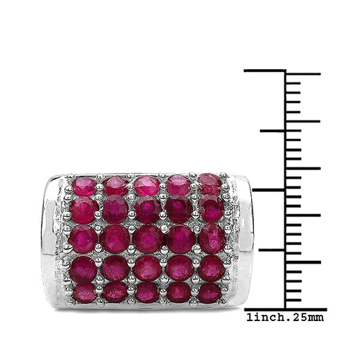 3.01 Carat Genuine Ruby & White Diamond .925 Sterling Silver Ring Bids.com