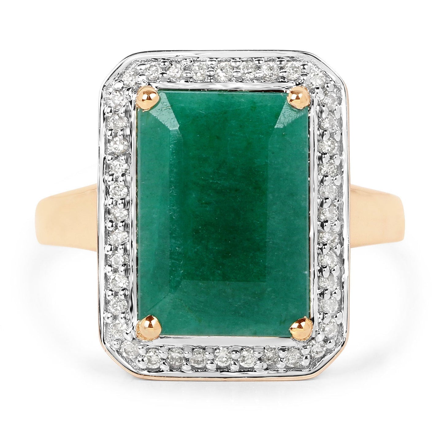5.71 Carat Dyed Emerald and White Diamond 14K Yellow Gold Ring Bids.com