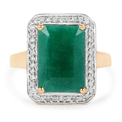 5.71 Carat Dyed Emerald and White Diamond 14K Yellow Gold Ring Bids.com