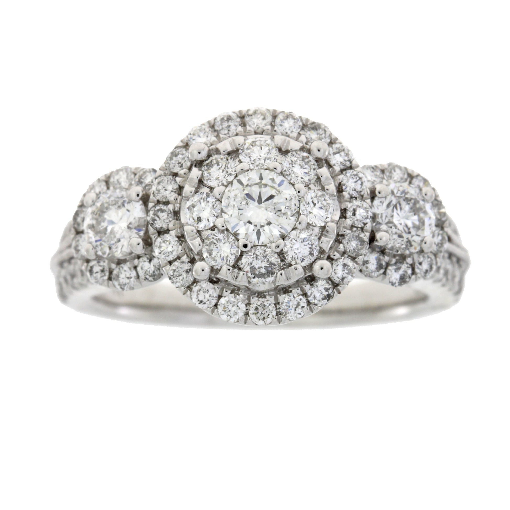 Natural 1.50ct Diamond 3 Stone Ring 14KT White Gold Bids.com