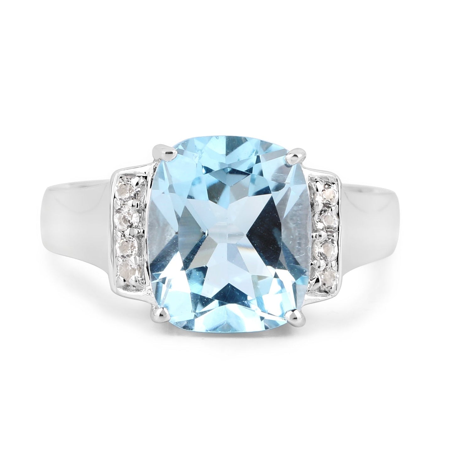 4.28 Carat Genuine Blue Topaz and White Topaz .925 Sterling Silver Ring Bids.com