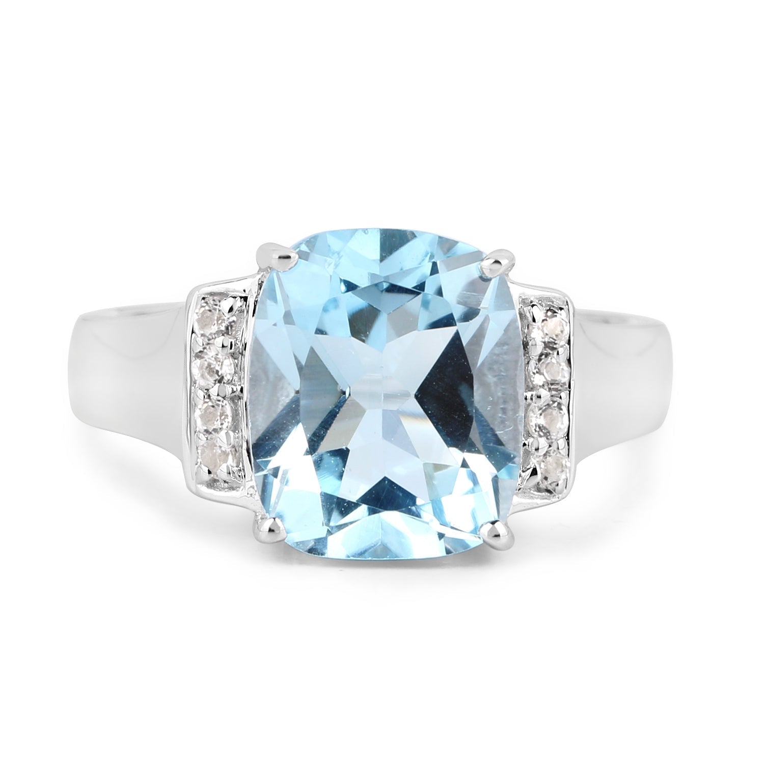 4.28 Carat Genuine Blue Topaz and White Topaz .925 Sterling Silver Ring Bids.com