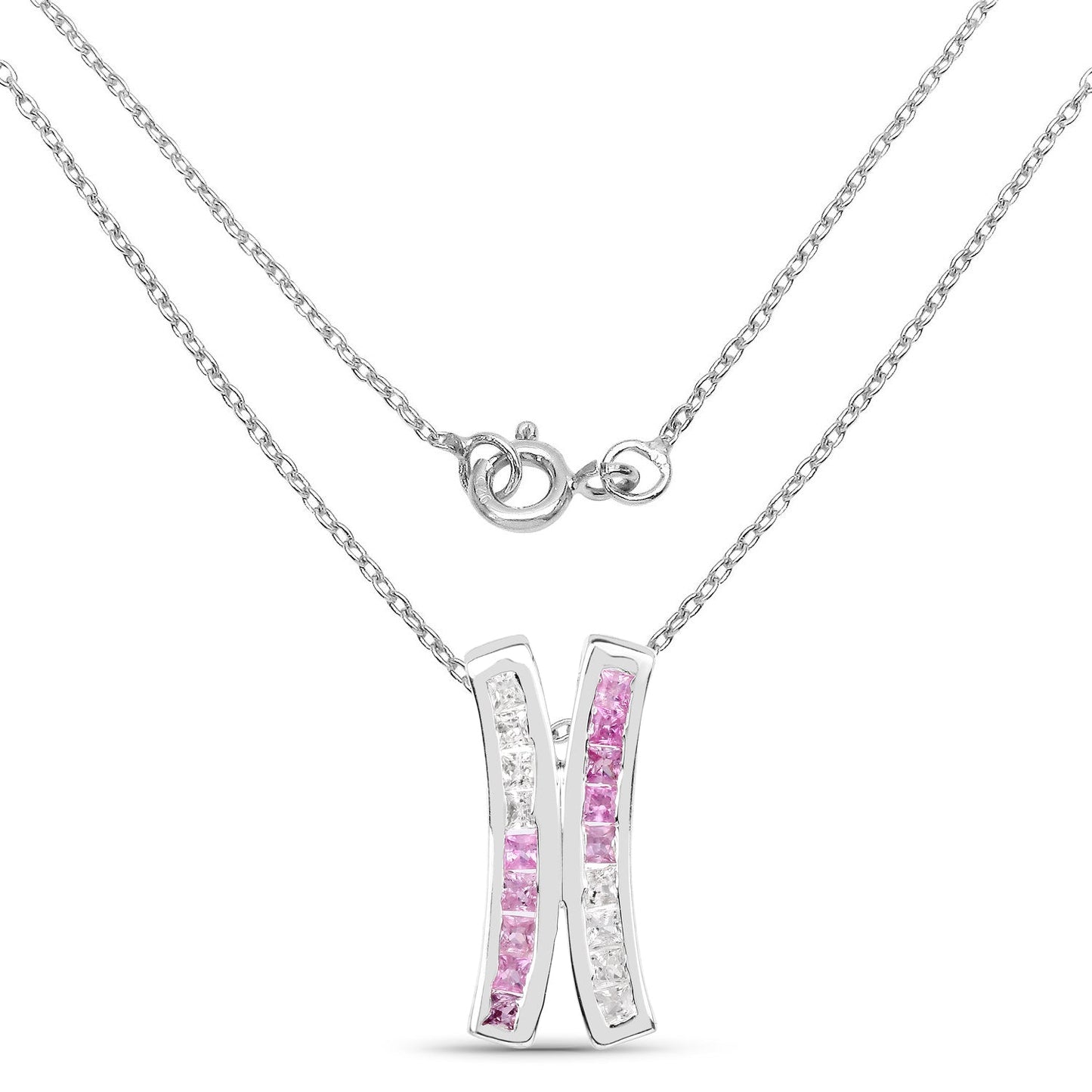 1.08 Carat Genuine Pink Sapphire and White Sapphire .925 Sterling Silver Pendant Bids.com