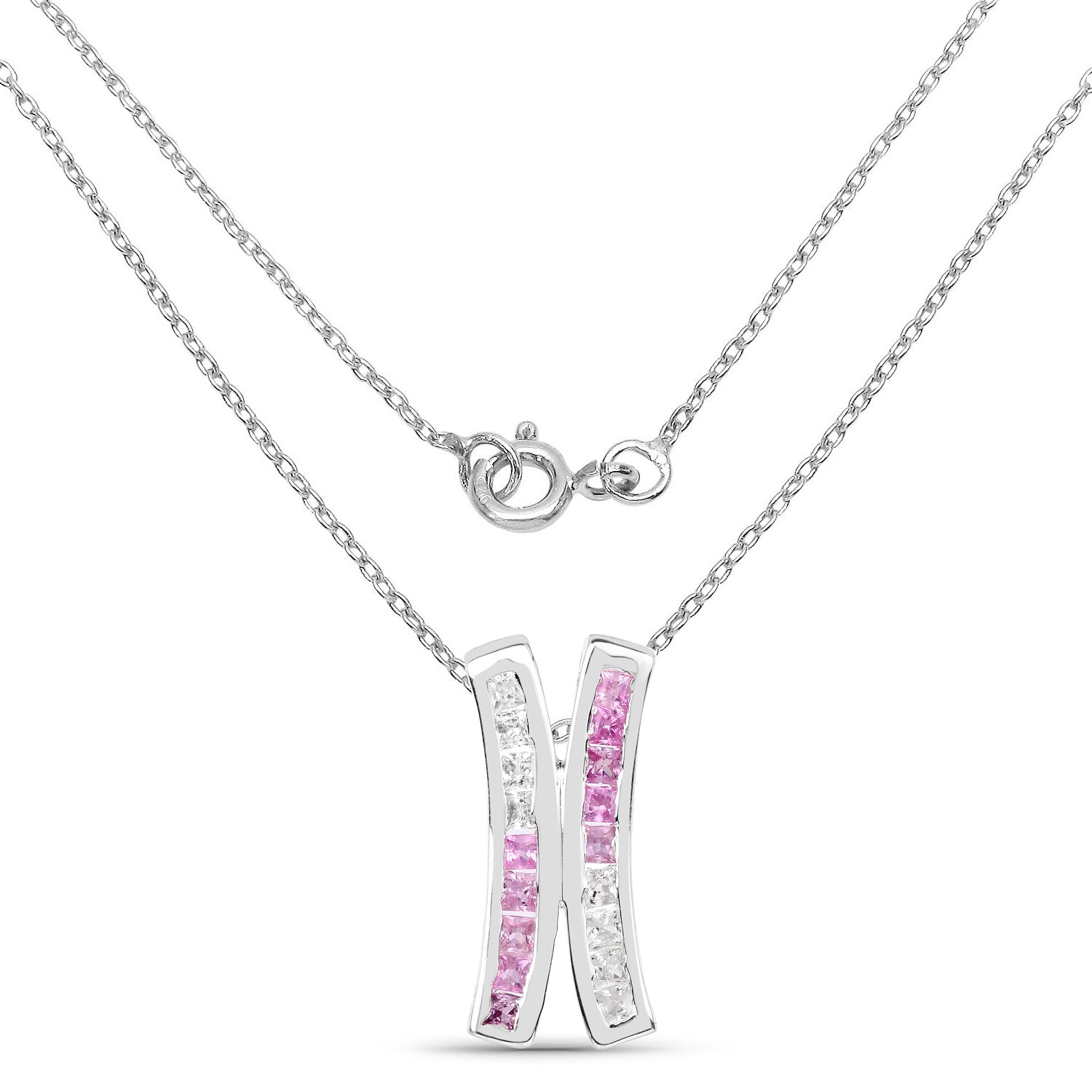 1.08 Carat Genuine Pink Sapphire and White Sapphire .925 Sterling Silver Pendant Bids.com