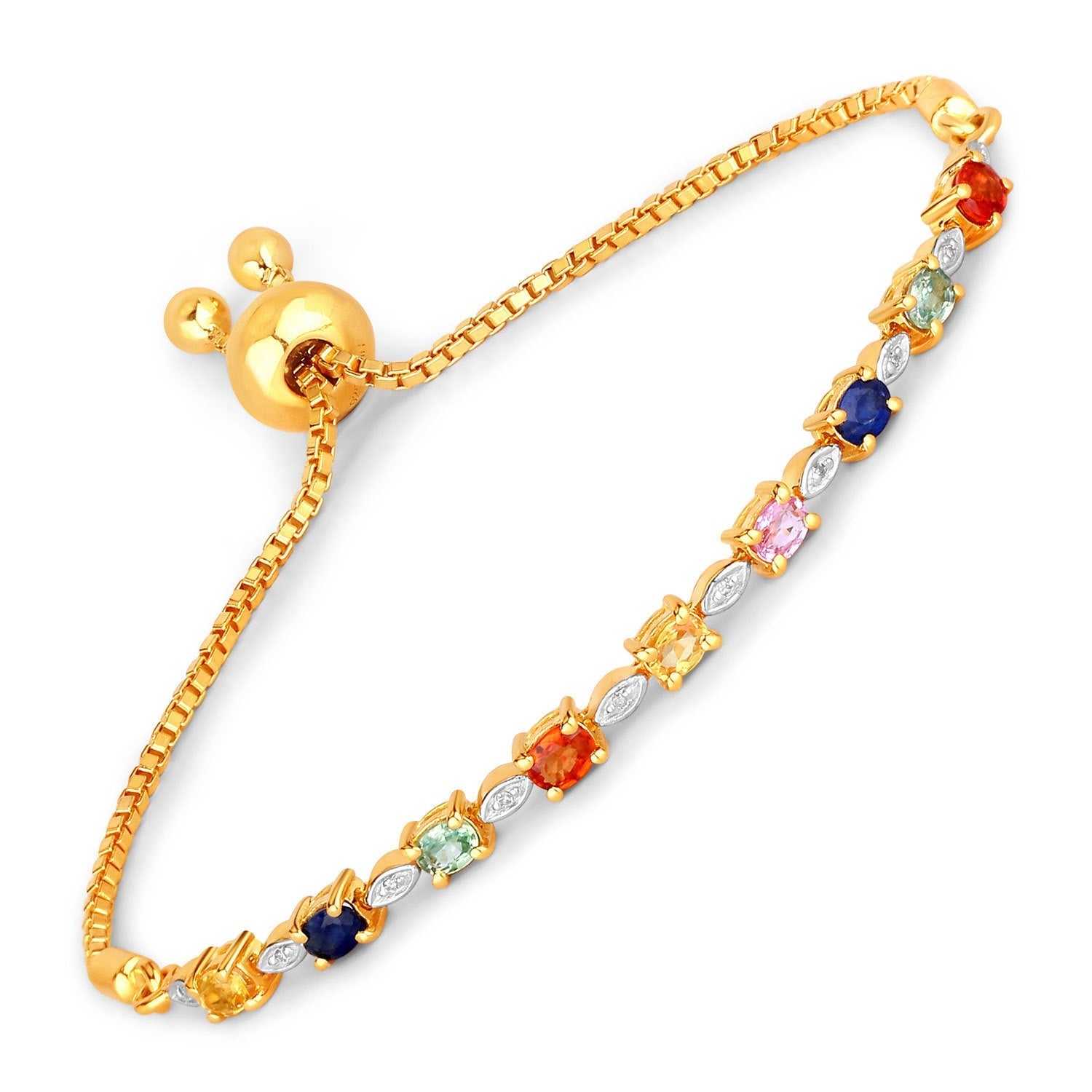 1.83 Carat Genuine Multi Sapphire .925 Sterling Silver Bracelet Bids.com
