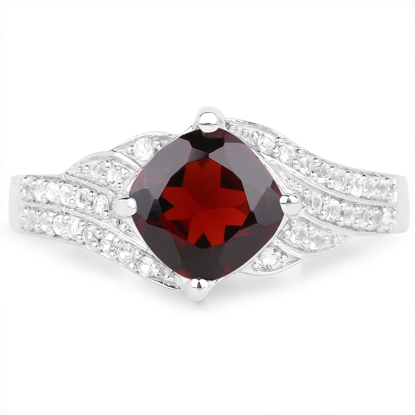 1.67 Carat Genuine Garnet and White Topaz .925 Sterling Silver Ring Bids.com