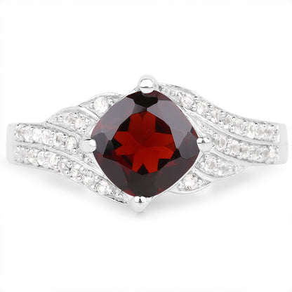 1.67 Carat Genuine Garnet and White Topaz .925 Sterling Silver Ring Bids.com
