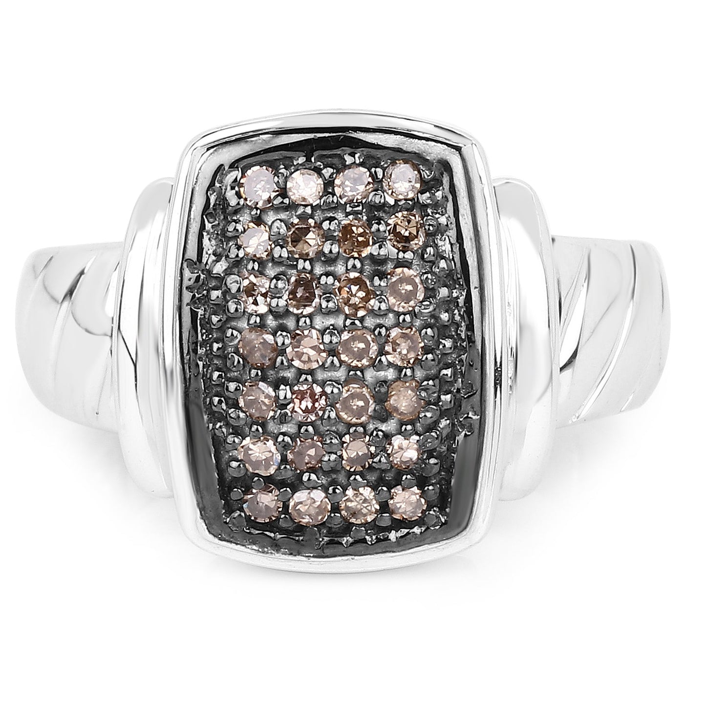 0.22 Carat Genuine Champagne Diamond .925 Sterling Silver Ring Bids.com