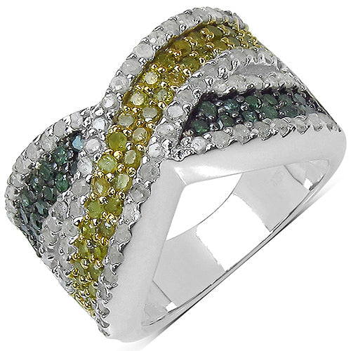 1.44 Carat Genuine Multi Diamond .925 Sterling Silver Ring Bids.com