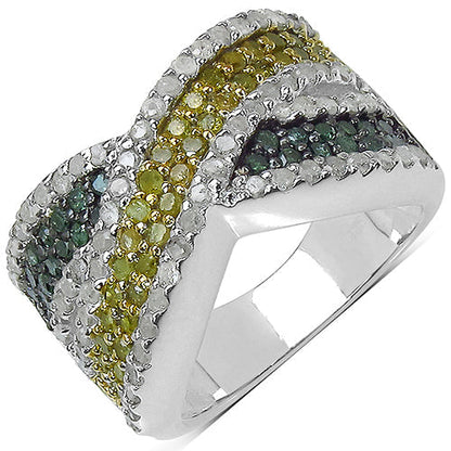 1.44 Carat Genuine Multi Diamond .925 Sterling Silver Ring Bids.com