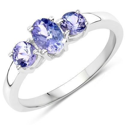 0.90 Carat Genuine Tanzanite .925 Sterling Silver Ring Bids.com