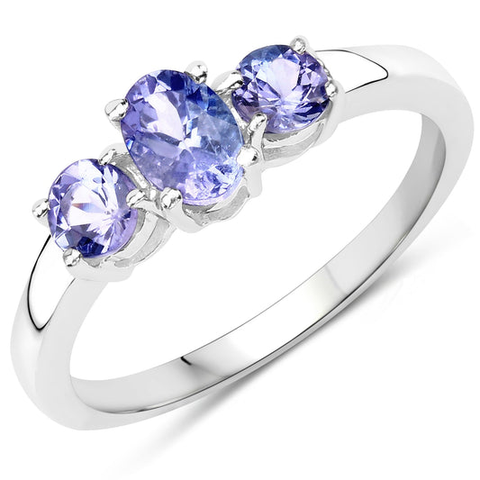 0.90 Carat Genuine Tanzanite .925 Sterling Silver Ring Bids.com