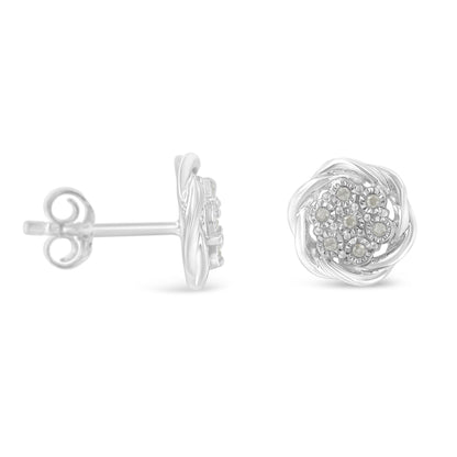Sterling Silver Diamond Swirl Cluster Stud Earrings (1/6 cttw, I-J Color, I2-I3 Clarity) Bids.com