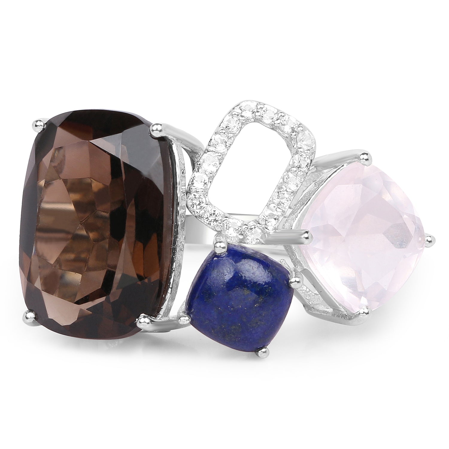7.51 Carat Genuine Multi Stone .925 Sterling Silver Ring Bids.com