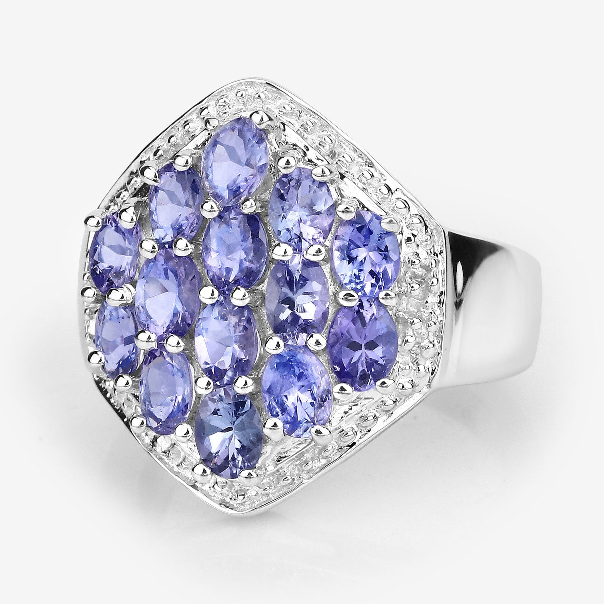 2.41 Carat Genuine Tanzanite and White Topaz .925 Sterling Silver Ring Bids.com